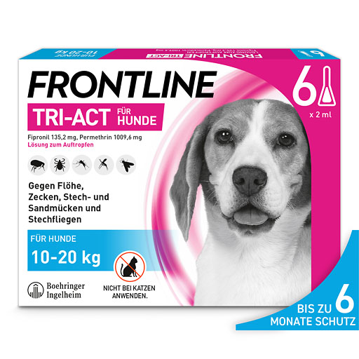FRONTLINE TRI-ACT gegen Zecken, Fl&ouml;he und fliegende Insekten f&uuml;r Hunde M (10-20 kg)
