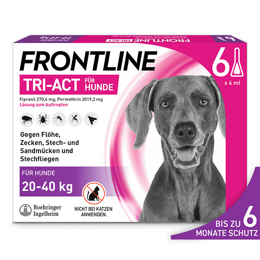 FRONTLINE TRI-ACT gegen Zecken, Fl&ouml;he und fliegende Insekten f&uuml;r Hunde L (20-40 kg)