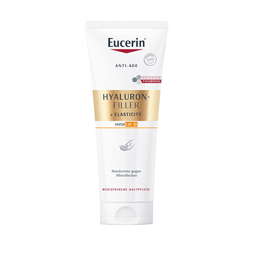 EUCERIN Hyaluron-Filler+Elasticity Handcreme gegen Altersflecken LSF30